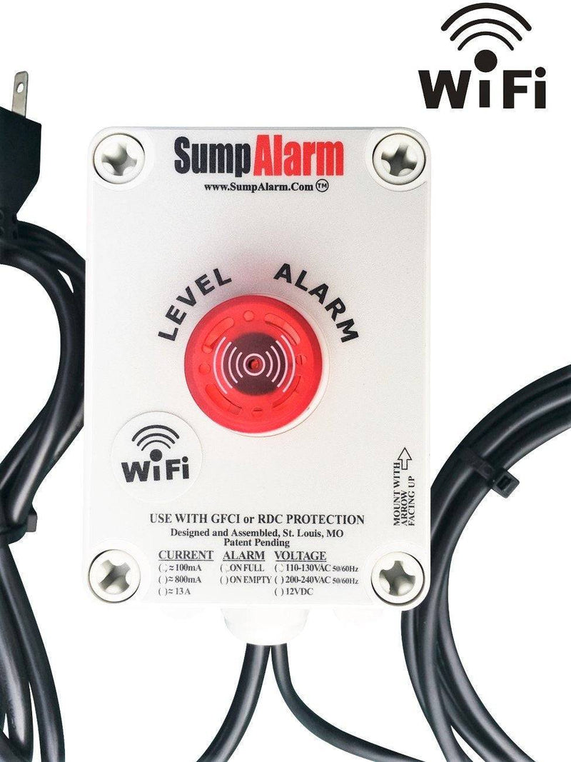 Sump Alarm Wifi Water Sensor, Wireless Sump Pump Alarm with Float Switch for Indoor Outdoor Use, Weatherproof Water Detector Alarm with Free Email Alert, Audible Alarm and Server-Side Backup